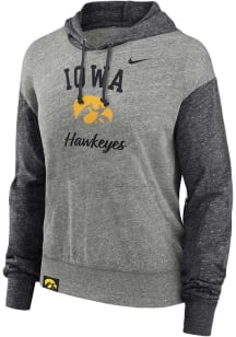 Nike Iowa Hawkeyes Womens Grey Colorblock Hooded Sweatshirt