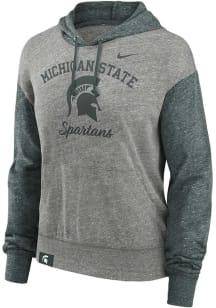 Nike Michigan State Spartans Womens Grey Colorblock Hooded Sweatshirt