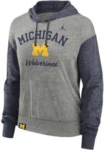 Nike Michigan Wolverines Womens Grey Colorblock Hooded Sweatshirt