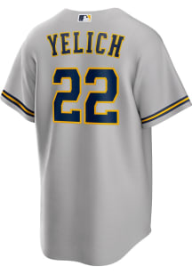 Christian Yelich Milwaukee Brewers Mens Replica Road Jersey - Grey