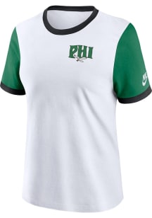 Nike Philadelphia Eagles Womens White Rewind Ringer Short Sleeve T-Shirt