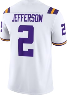 Justin Jefferson   LSU Tigers White Road Game Football Jersey