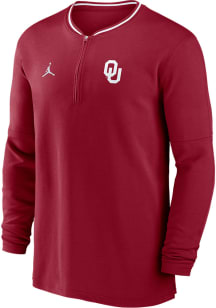 Nike Oklahoma Sooners Mens Crimson Sideline Jordan Coach Long Sleeve Qtr Zip Pullover