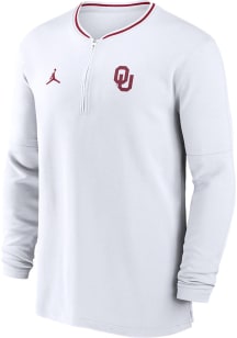 Nike Oklahoma Sooners Mens White Sideline Jordan Coach Long Sleeve Qtr Zip Pullover