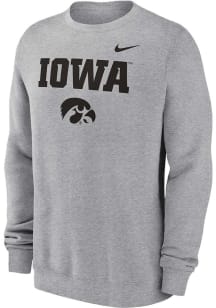 Nike Iowa Hawkeyes Mens Grey Primary Stack Long Sleeve Crew Sweatshirt