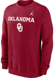 Nike Oklahoma Sooners Mens Crimson Jordan Primary Stack Long Sleeve Crew Sweatshirt