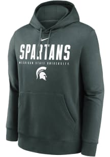 Nike Michigan State Spartans Mens Green Dynamic Mascot Long Sleeve Hoodie