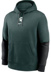 Nike Michigan State Spartans Mens Green Team Issue Club Long Sleeve Hoodie