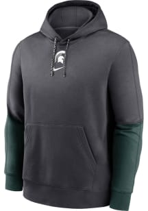 Nike Michigan State Spartans Mens Anthracite Team Issue Club Long Sleeve Hoodie