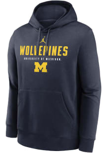 Nike Michigan Wolverines Mens Blue Jordan Dynamic Mascot Long Sleeve Hoodie