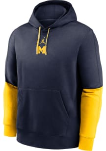 Nike Michigan Wolverines Mens Blue Jordan Team Issue Club Long Sleeve Hoodie