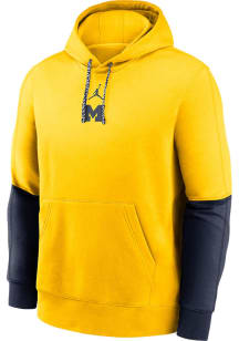 Nike Michigan Wolverines Mens Yellow Jordan Team Issue Club Long Sleeve Hoodie