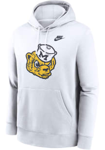 Nike Michigan Wolverines Mens White Legacy Club Long Sleeve Hoodie