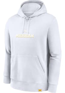 Nike Michigan Wolverines Mens White Jordan French Terry Club Long Sleeve Hoodie