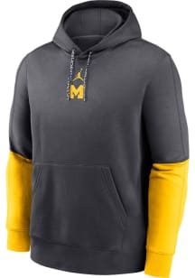 Nike Michigan Wolverines Mens Anthracite Jordan Team Issue Club Long Sleeve Hoodie