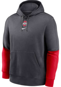 Nike Ohio State Buckeyes Mens Anthracite Team Issue Club Long Sleeve Hoodie