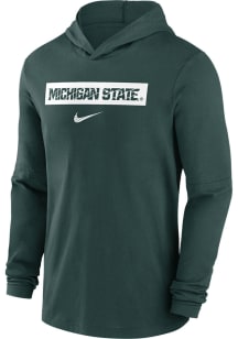 Nike Michigan State Spartans Mens Green Sideline Long Sleeve Lightweight Hoodie