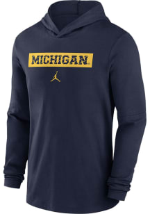 Nike Michigan Wolverines Mens Blue Sideline Jordan Long Sleeve Lightweight Hoodie