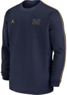 Nike Michigan Wolverines Blue Sideline Jordan Coach Long Sleeve T-Shirt