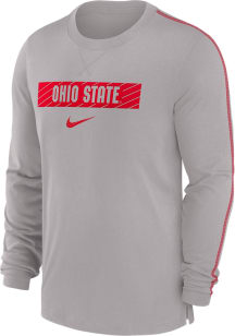 Nike Ohio State Buckeyes Grey Team Issue Player Long Sleeve T-Shirt
