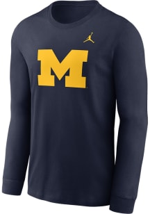 Nike Michigan Wolverines Blue Jordan Primary Logo Long Sleeve T Shirt