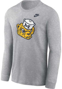 Nike Michigan Wolverines Grey Legacy Logo Long Sleeve T Shirt
