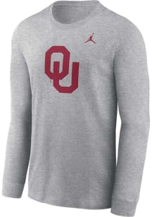Nike Oklahoma Sooners Grey Heather Jordan Primary Logo Long Sleeve T Shirt