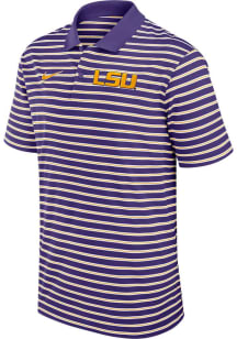 Nike LSU Tigers Mens Purple Stripe Short Sleeve Polo