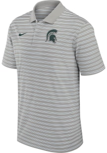 Nike Michigan State Spartans Mens Grey Stripe Short Sleeve Polo