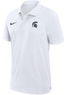 Nike Michigan State Spartans Mens White Sideline Woven Short Sleeve Polo