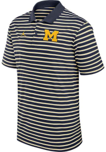 Nike Michigan Wolverines Mens Blue Jordan Stripe Short Sleeve Polo