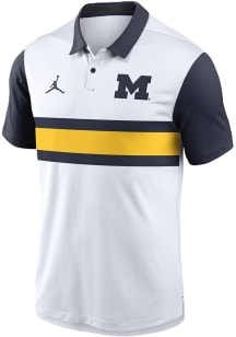Nike Michigan Wolverines Mens White Jordan Vapor Short Sleeve Polo