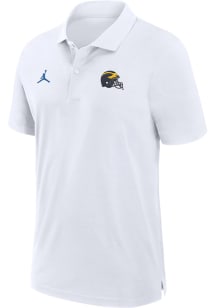 Nike Michigan Wolverines Mens White Sideline Woven Jordan Short Sleeve Polo