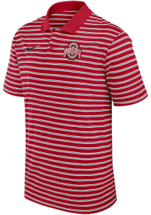 Nike Ohio State Buckeyes Mens Red Stripe Short Sleeve Polo