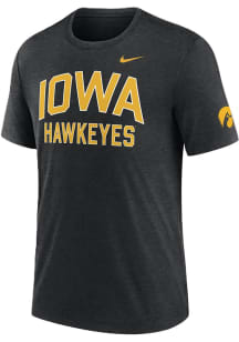 Nike Iowa Hawkeyes Black Triblend Arch Name Two Hit Logo Short Sleeve Fashion T Shirt