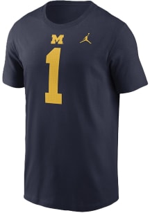 Michigan Wolverines Blue Nike Jordan Name and Number Short Sleeve Player T Shirt