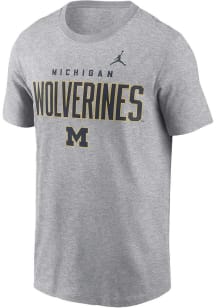 Nike Michigan Wolverines Grey Jordan Two Hit Short Sleeve T Shirt