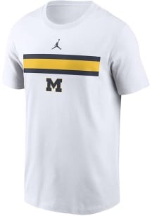 Nike Michigan Wolverines White Jordan Jersey Stripe Short Sleeve T Shirt