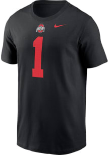 Ohio State Buckeyes Black Nike Name and Number Short Sleeve Player T Shirt