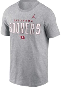 Nike Oklahoma Sooners Grey Jordan Two Hit Short Sleeve T Shirt