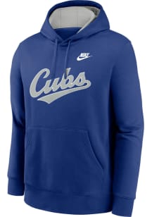 Nike Chicago Cubs Mens Blue Rewind Club Fleece Long Sleeve Hoodie