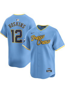 Rhys Hoskins Nike Milwaukee Brewers Mens Light Blue City Connect 2024 Limited Baseball Jersey