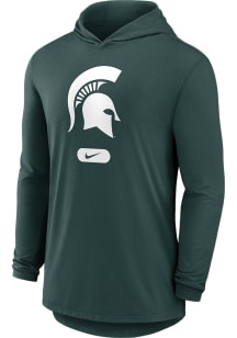 Nike Michigan State Spartans Mens Green Lightweight Primary Logo Long Sleeve Lightweight Hoodie