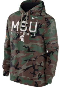 Nike Michigan State Spartans Mens Green Military Appreciation Fleece Long Sleeve Hoodie