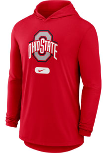 Nike Ohio State Buckeyes Mens Red Lightweight Primary Logo Long Sleeve Lightweight Hoodie