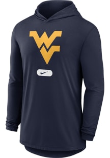 Nike West Virginia Mountaineers Mens Navy Blue Lightweight Primary Logo Long Sleeve Lightweight Ho..
