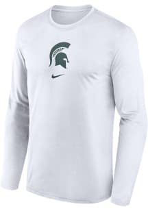 Nike Michigan State Spartans White Basketball On Court Shooting Long Sleeve T-Shirt