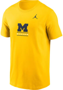 Nike Michigan Wolverines Yellow Modern Tradition Front Back Short Sleeve T Shirt