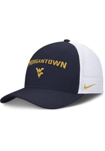 Nike West Virginia Mountaineers Nike Dri-Fit Rise Structured Trucker Cap Adjustable Hat - Navy Blu..