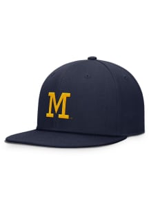 Nike Michigan Wolverines Mens Blue Dri Fit Pro Structured Square Bill Cap Fitted Hat